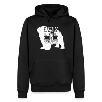 Facilement distrait par le bichon havanais Havaneser maman papa faire - Sweat à capuche Premium bio Homme - noir - Devant - Nico (187cm)