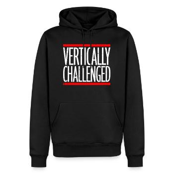 verticalement défié drôle petit gens blague hommes - Sweat à capuche Premium bio Homme - noir - Devant - Nico (187cm)