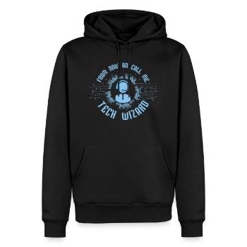 From Now On Call Me Tech Wizard Computer Tech Supp - Männer Premium Bio Hoodie - Schwarz - Vorne - Nico (187cm)