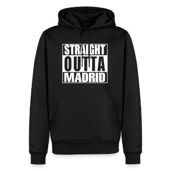 Direkt aus Madrid - Männer Premium Bio Hoodie - Schwarz - Vorne - Nico (187cm)