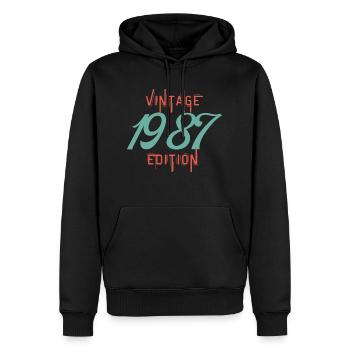 Jahrgang Ausgabe 1987 - Männer Premium Bio Hoodie - Schwarz - Vorne - Nico (187cm)