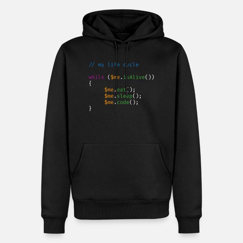 Live Cycle Code - Männer Premium Bio Hoodie - Schwarz