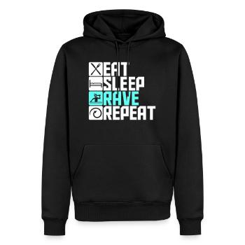 Manger dormir rave répéter nourriture sommeil corbeau disant - Sweat à capuche Premium bio Homme - noir - Devant - Nico (187cm)