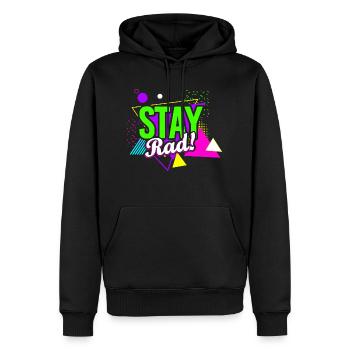 Stay Rad! Retro Vibes - Männer Premium Bio Hoodie - Schwarz - Vorne - Nico (187cm)