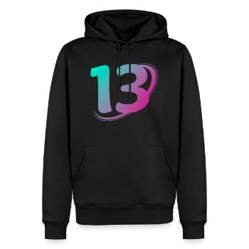 Number 13 multicolor - Men’s Premium Organic Hoodie - black - Front - Nico (187cm)
