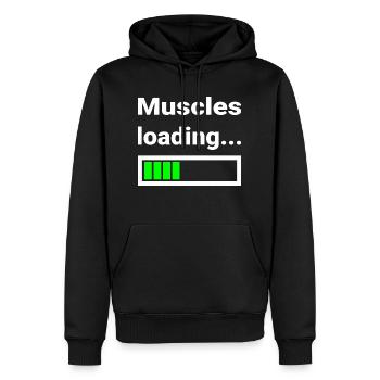 Muskeln werden geladen lustiges Shirt für Sport - Männer Premium Bio Hoodie - Schwarz - Vorne - Nico (187cm)