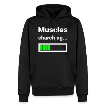Muscle Loading Indicator Fitness Strength Training - Men’s Premium Organic Hoodie - black - Front - Nico (187cm)