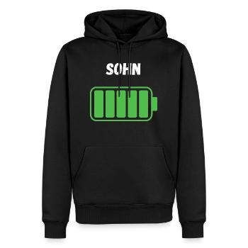 Sohn - Voller Akku - Männer Premium Bio Hoodie - Schwarz - Vorne - Nico (187cm)