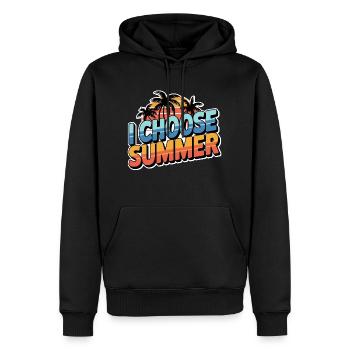 choose summer - vacances d'été - Sweat à capuche Premium bio Homme - noir - Devant - Nico (187cm)