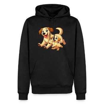 Labrador, mère et enfant, gambadant - Sweat à capuche Premium bio Homme - noir - Devant - Nico (187cm)