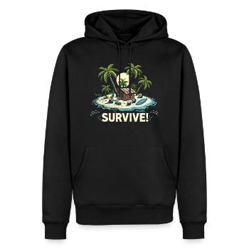 VACANCES SUR L’ÎLE - Sweat à capuche Premium bio Homme - noir - Devant - Nico (187cm)