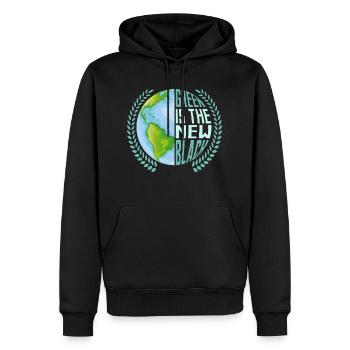 Le vert est la nouvelle planète noire Jour de la Terre - Sweat à capuche Premium bio Homme - noir - Devant - Nico (187cm)