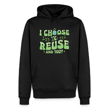 Je choisis de réutiliser. Et toi? Jour de la Terre Planète - Sweat à capuche Premium bio Homme - noir - Devant - Nico (187cm)