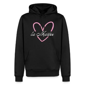 Die Braut Pink Glitzer Herz - Männer Premium Bio Hoodie - Schwarz - Vorne - Nico (187cm)