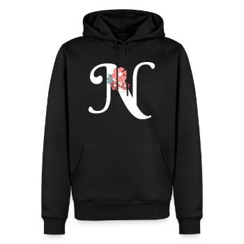 Buchstabe n Minimalistische Blumen - Männer Premium Bio Hoodie - Schwarz - Vorne - Nico (187cm)