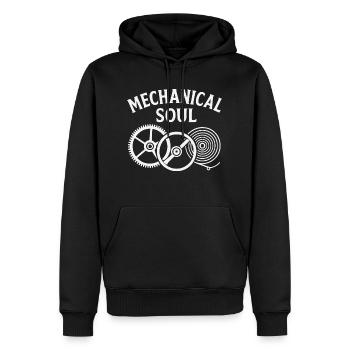 Zahnrad Unruh und Aufzugfeder - Männer Premium Bio Hoodie - Schwarz - Vorne - Nico (187cm)