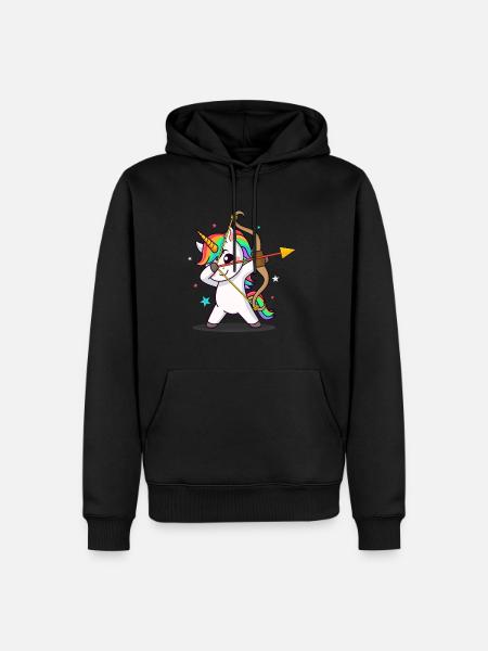 Bogenschiessen Einhorn / Archery Unicorn - Männer Premium Bio Hoodie - Schwarz