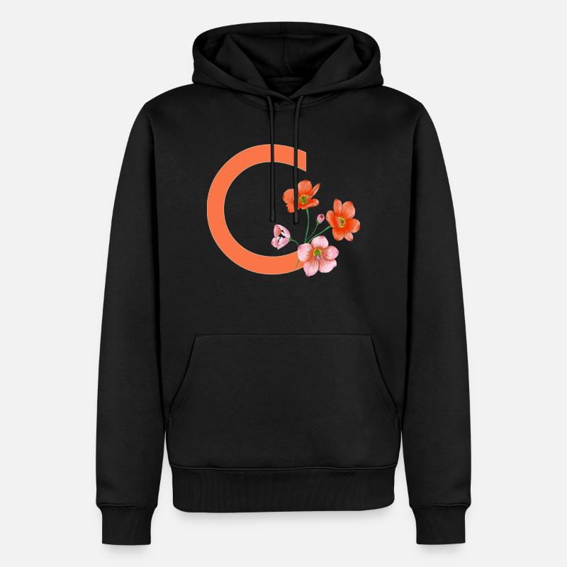 C mit Blumen - Männer Premium Bio Hoodie - Schwarz