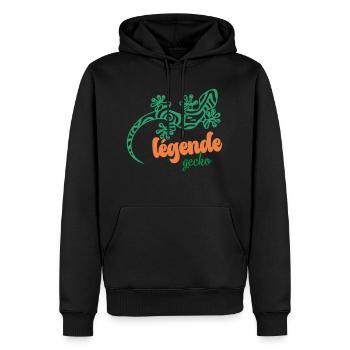 GECKO - Sweat à capuche Premium bio Homme - noir - Devant - Nico (187cm)