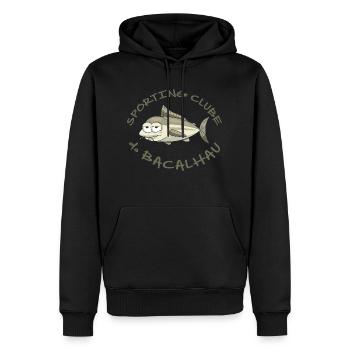 BACALHAU - Sweat à capuche Premium bio Homme - noir - Devant - Nico (187cm)