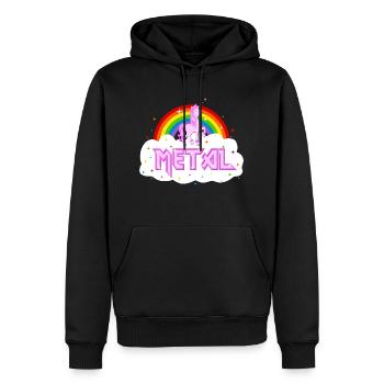 metal music heavy unicorn rainbow funny - Men’s Premium Organic Hoodie - black - Front - Nico (187cm)