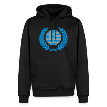 Griechenland (Flagge & Lorbeerkranz) - Männer Premium Bio Hoodie - Schwarz - Vorne - Nico (187cm)