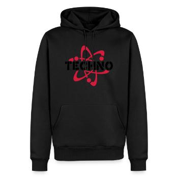 Techno__V003 - Männer Premium Bio Hoodie - Schwarz - Vorne - Nico (187cm)