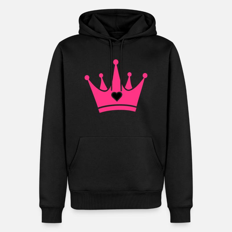 Krone mit Herz-Diamant - Männer Premium Bio Hoodie - Schwarz