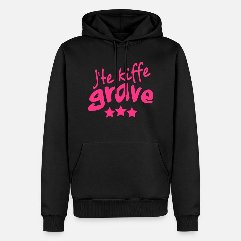 Je te kiffe grave_V1 - Sweat à capuche Premium bio Homme - noir