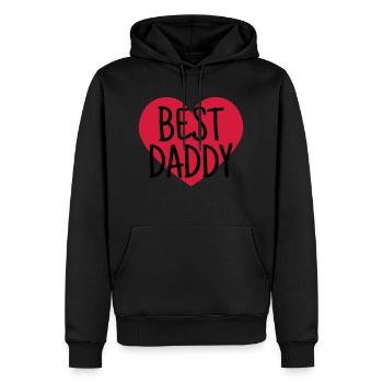 Papa Fête des Pères Naissance Bébé Anniversaire - Sweat à capuche Premium bio Homme - noir - Devant - Nico (187cm)