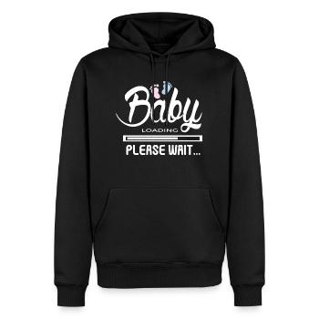 Baby Loading Shirt Pregnancy T Shirt - Men’s Premium Organic Hoodie - black - Front - Nico (187cm)