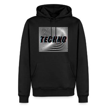 Techno Vagues Trippy Psychédélique - Sweat à capuche Premium bio Homme - noir - Devant - Nico (187cm)