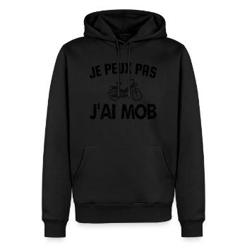 je peux pas j'ai mob - Sweat à capuche Premium bio Homme - noir - Devant - Nico (187cm)