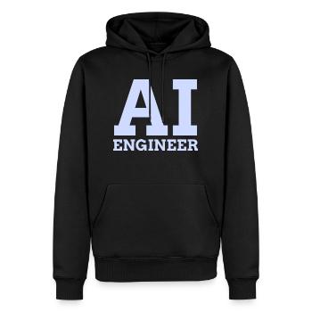 AI Engineer - Men’s Premium Organic Hoodie - black - Front - Nico (187cm)