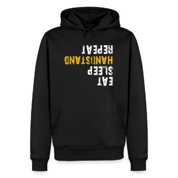 manger dormir handstand répéter - Sweat à capuche Premium bio Homme - noir - Devant - Nico (187cm)