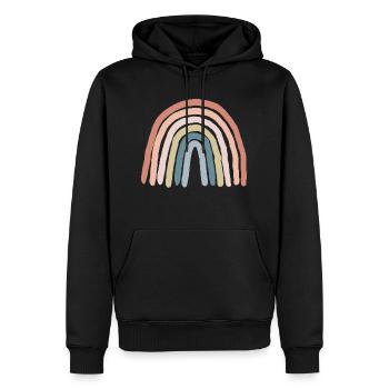 Regenbogen pastell - Männer Premium Bio Hoodie - Schwarz - Vorne - Nico (187cm)