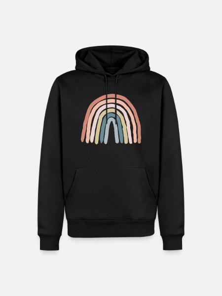 Regenbogen pastell - Männer Premium Bio Hoodie - Schwarz
