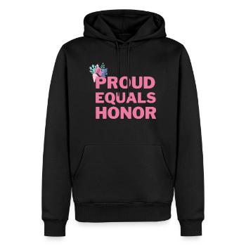 proud equals honor - Männer Premium Bio Hoodie - Schwarz - Vorne - Nico (187cm)