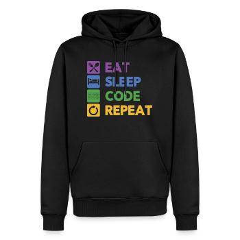 Eat Sleep Code Repeat Coder Programmer Software De - Männer Premium Bio Hoodie - Schwarz - Vorne - Nico (187cm)