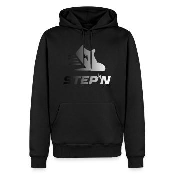 step'n blackand white, run and win - Sweat à capuche Premium bio Homme - noir - Devant - Nico (187cm)