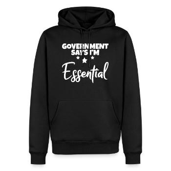 Le gouvernement dit que je suis essentiel 5 - Sweat à capuche Premium bio Homme - noir - Devant - Nico (187cm)