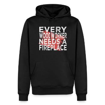 drôle de charpentier bûcheron casque de sécurité - Sweat à capuche Premium bio Homme - noir - Devant - Nico (187cm)