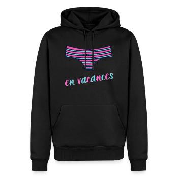 en vacances maillot de bain femme été vacances - Sweat à capuche Premium bio Homme - noir - Devant - Nico (187cm)