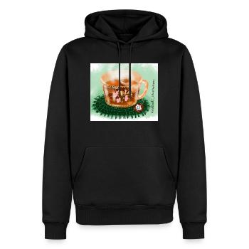Pause thé - Sweat à capuche Premium bio Homme - noir - Devant - Nico (187cm)