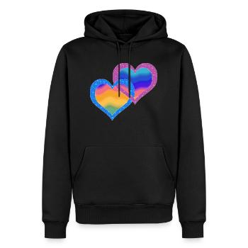 Herz - Männer Premium Bio Hoodie - Schwarz - Vorne - Nico (187cm)