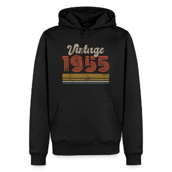 Anniversaire Vintage 1955 Édition Limitée - 1955 - Sweat à capuche Premium bio Homme - noir - Devant - Nico (187cm)