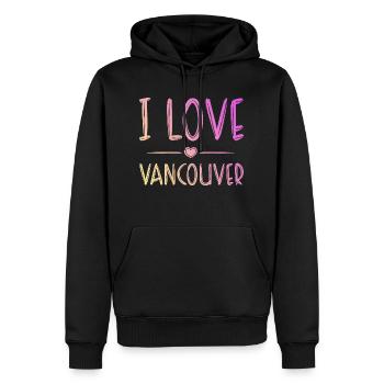 I Love Vancouver - Men’s Premium Organic Hoodie - black - Front - Nico (187cm)