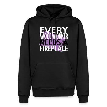 bois le syndicat des charpentiers charpentier - Sweat à capuche Premium bio Homme - noir - Devant - Nico (187cm)