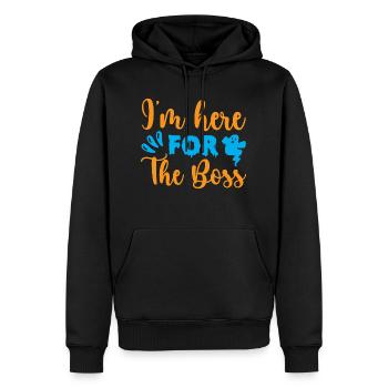 Ich bin hier für den Chef - Halloween-Humor - Männer Premium Bio Hoodie - Schwarz - Vorne - Nico (187cm)