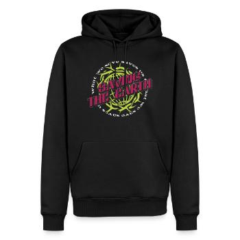 Saving The Earth Dark cool shirts at / ch - Men’s Premium Organic Hoodie - black - Front - Nico (187cm)